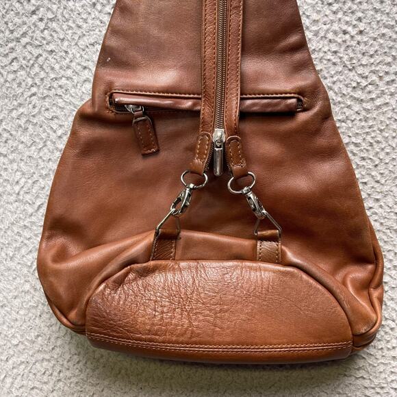 Rossi Leather Convertible Bag Brown Backpack Slouch Made in Italy - Picture 11 of 14